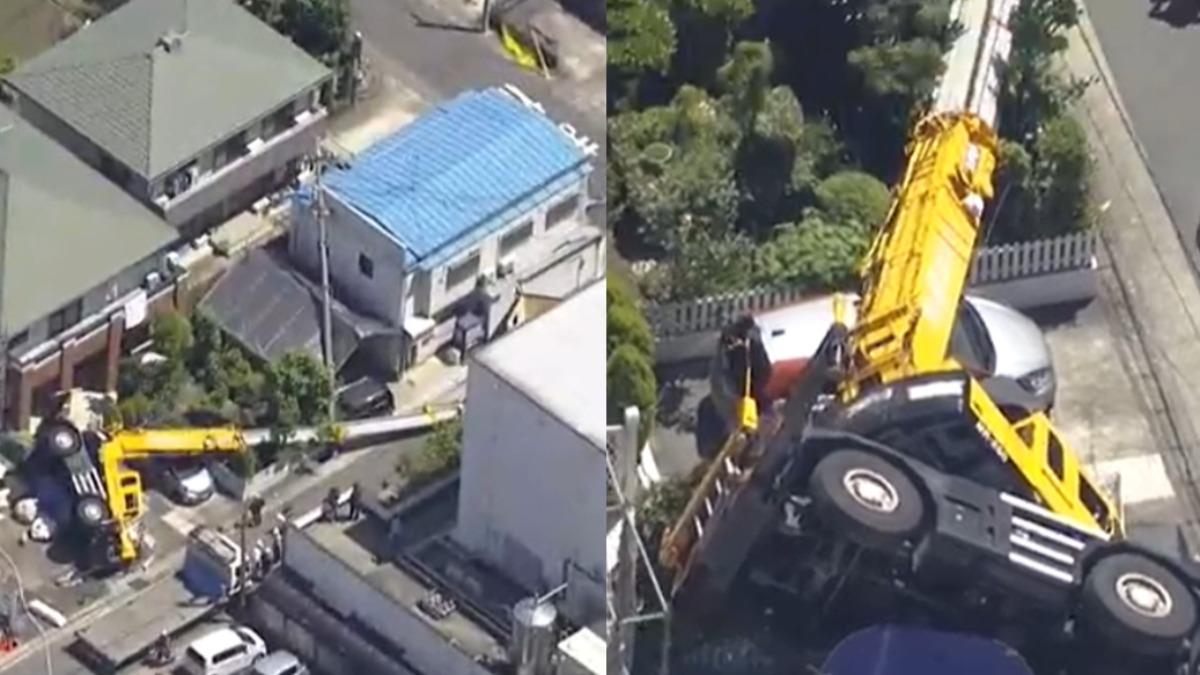 名古屋住宅區起重機突倒塌 壓斷電線上百戶停電