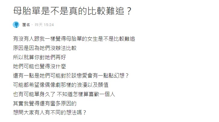 男網友好奇發文引起熱烈討論。（圖／翻攝自Dcard）