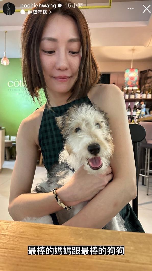 謝欣穎抱著愛犬Cooper。（圖／翻攝自王柏傑IG）