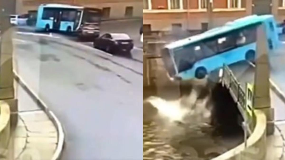 俄公車半路突失控!「迴轉衝下河」4人陪葬 驚悚畫面瘋傳
