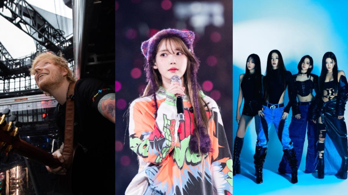 Ed Sheeran、IU、aespa。（圖／翻攝自X）