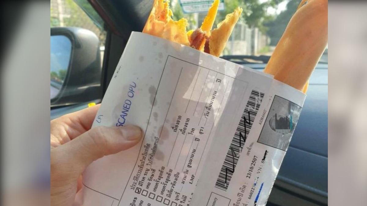 不衛生！泰小吃攤「用病歷單」裝食物　他傻眼：病患還得B型肝炎