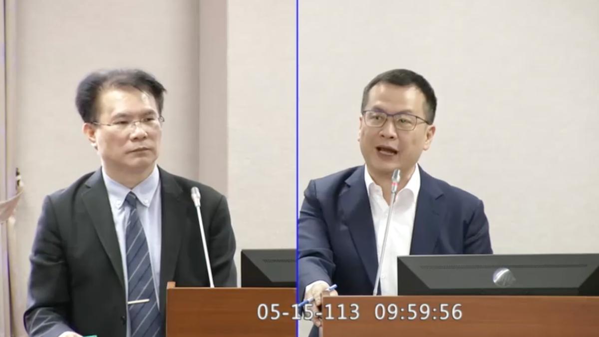 國民黨立委羅智強質詢法務部次長黃謀信。（圖／TVBS）