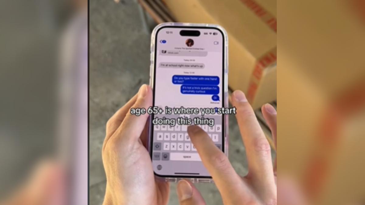 超過65歲才會完全依賴單一食指點擊。（圖／翻攝自 Tiktok）