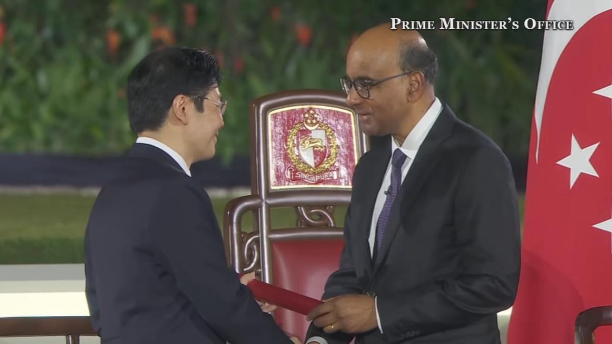 黃循財宣示就職新加坡總理 。(圖/總理公署直播截圖)