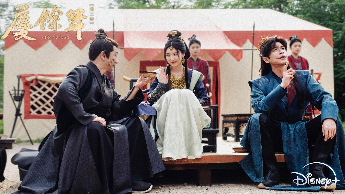 田雨(左起)、毛曉彤、張若昀將在《慶餘年第二季》為觀眾帶來全新故事。(圖/Disney+提供)