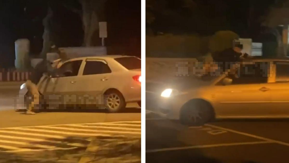 離譜!湖口休息站轎車行駛中驚見「趴車男」 國道警要查了