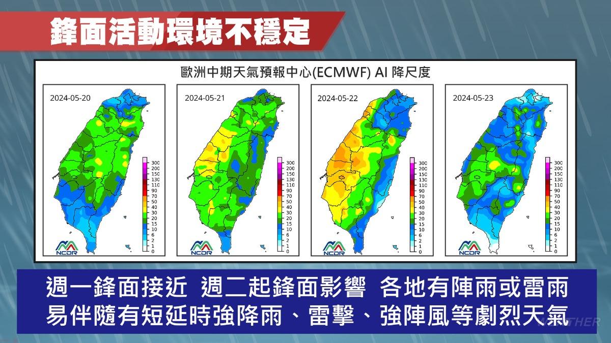 下週開始天氣較不穩定,各地雷雨狂炸。(圖/TVBS)
