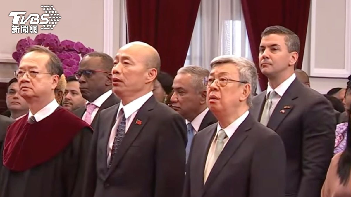 520就職/蔡英文領唱國歌!韓國瑜唱到狂點頭 賴清德只出現兩幕鏡頭