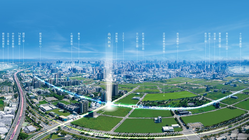 房市熱區南移，市場將目光聚焦在嶄新的13期重劃區，其中又以單元五最炙手可熱。(圖片來源：南悅建設)