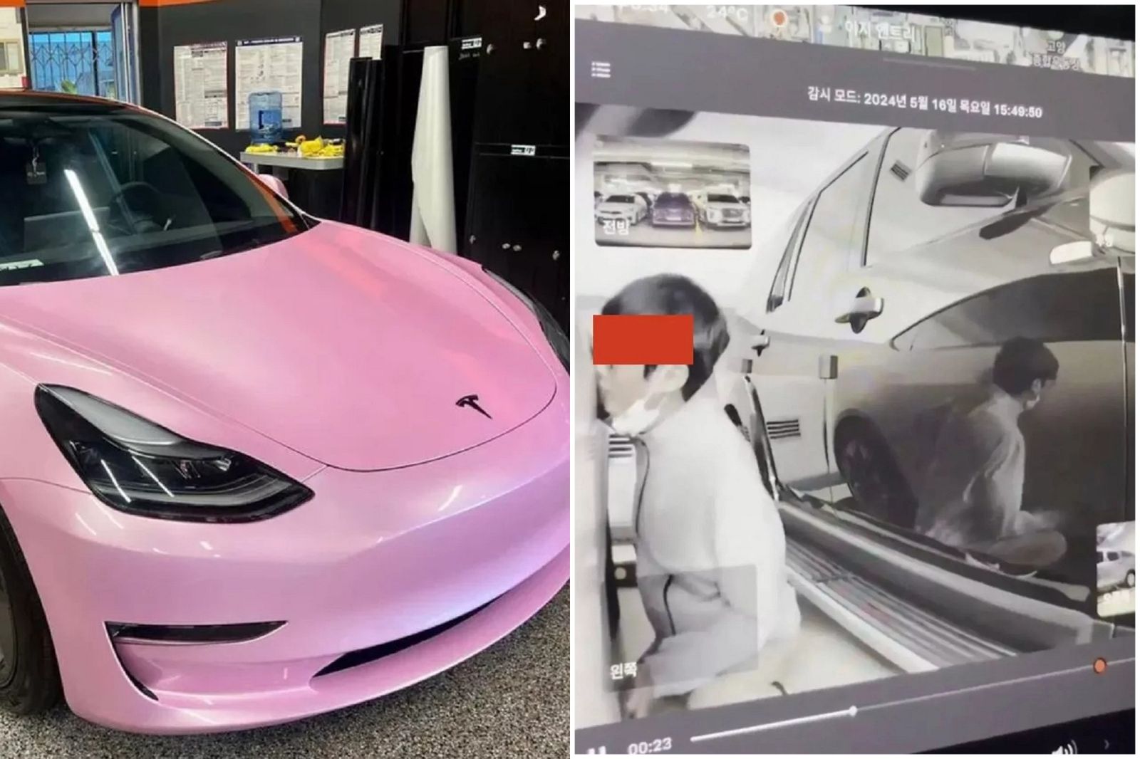 韓男看到粉紅特斯拉太興奮　竟「姦車」3小時停不下來