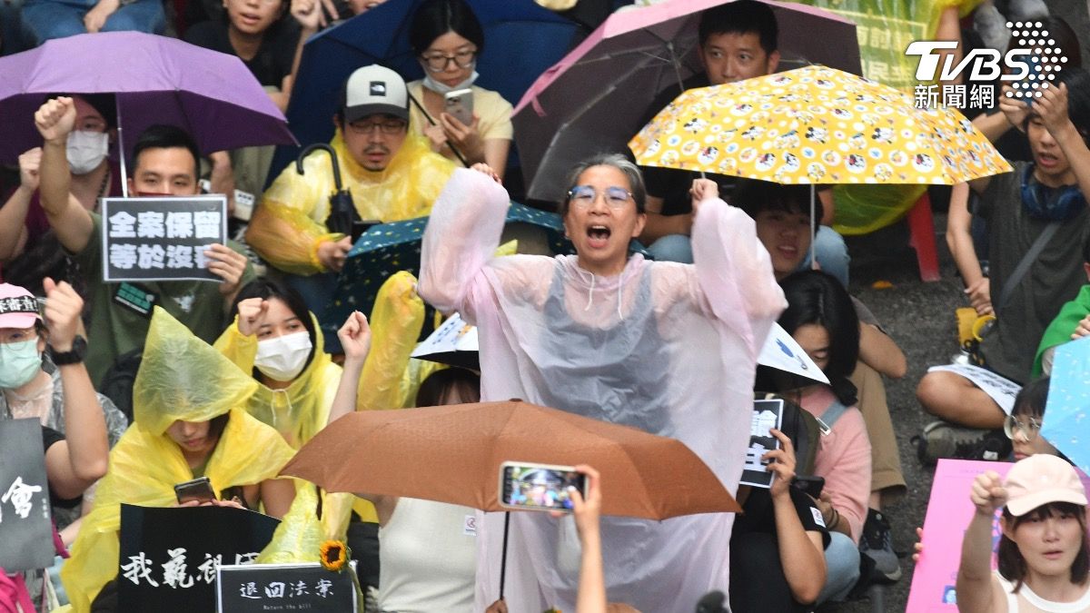 立法院場外人群愈來愈多,主辦單位喊出8000人到場。(圖/胡瑞麒攝)
