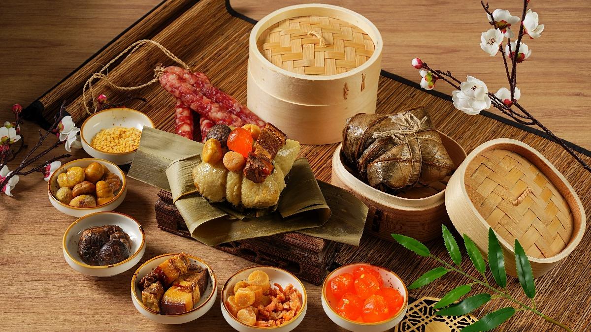 弈夢紅樓廣式荷香裹蒸粽採用頂級食材。(圖/瀚寓酒店提供)