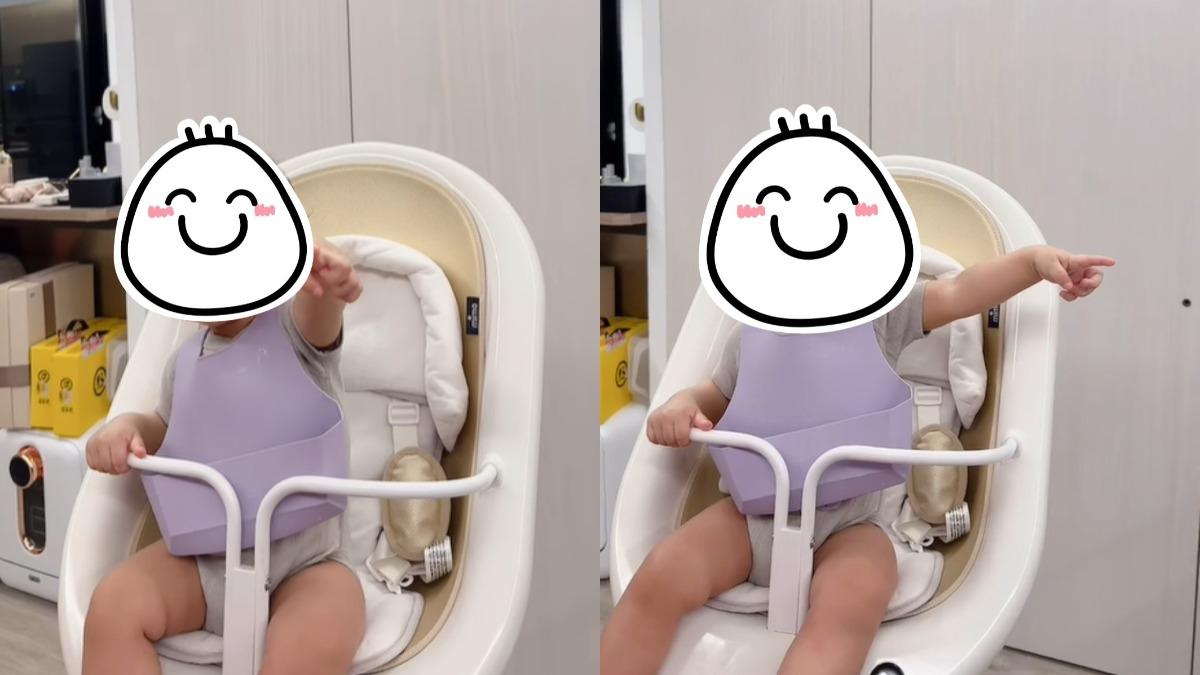 許維恩女兒指著沒有人的一處不停說話。(圖/翻攝自許維恩IG)