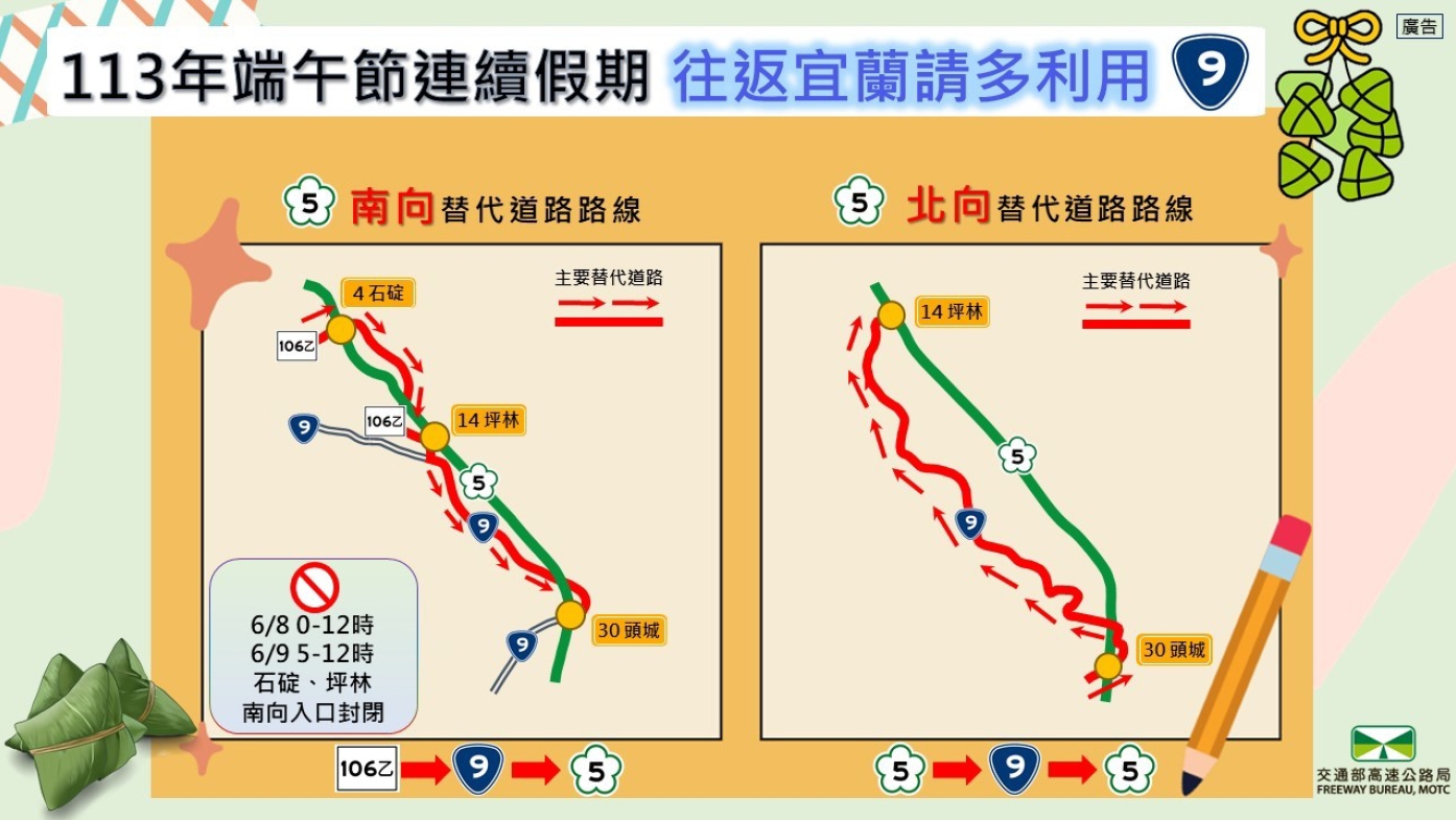 國5端午連假替代道路。(圖/高公局提供)