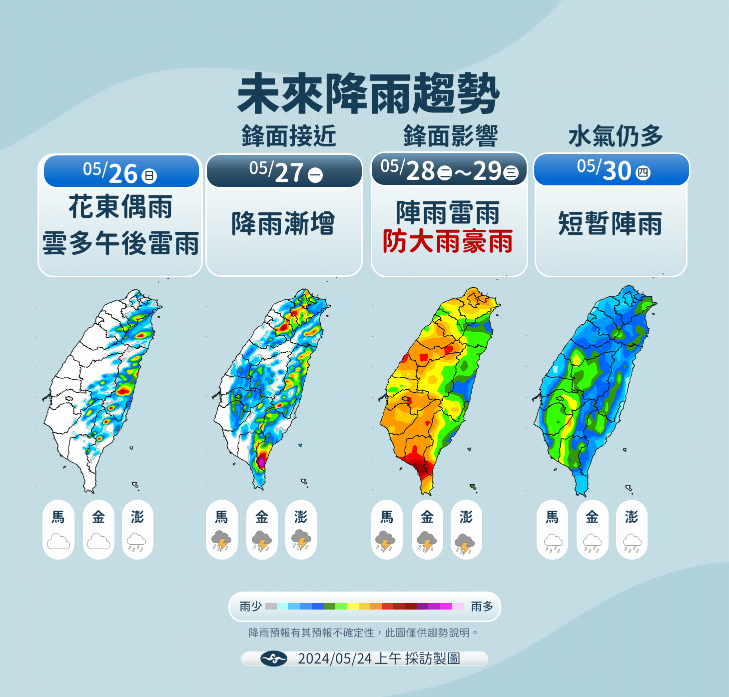 未來降雨趨勢。(圖/中央氣象署)