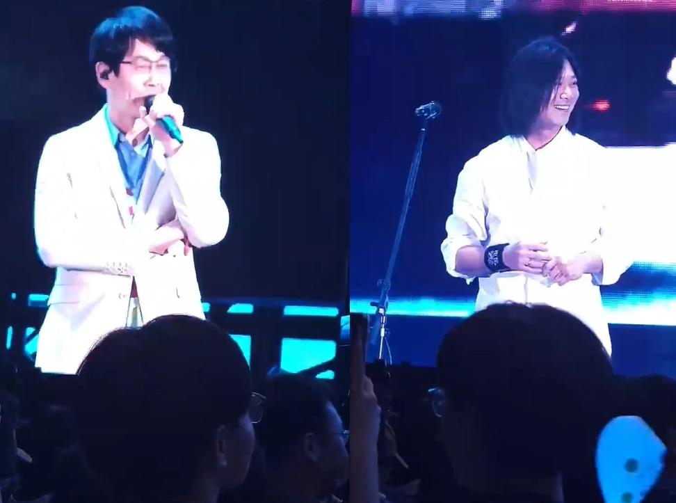 冠佑(圖左)、瑪莎(圖右)笑容頓了頓。(圖/翻攝自微博)