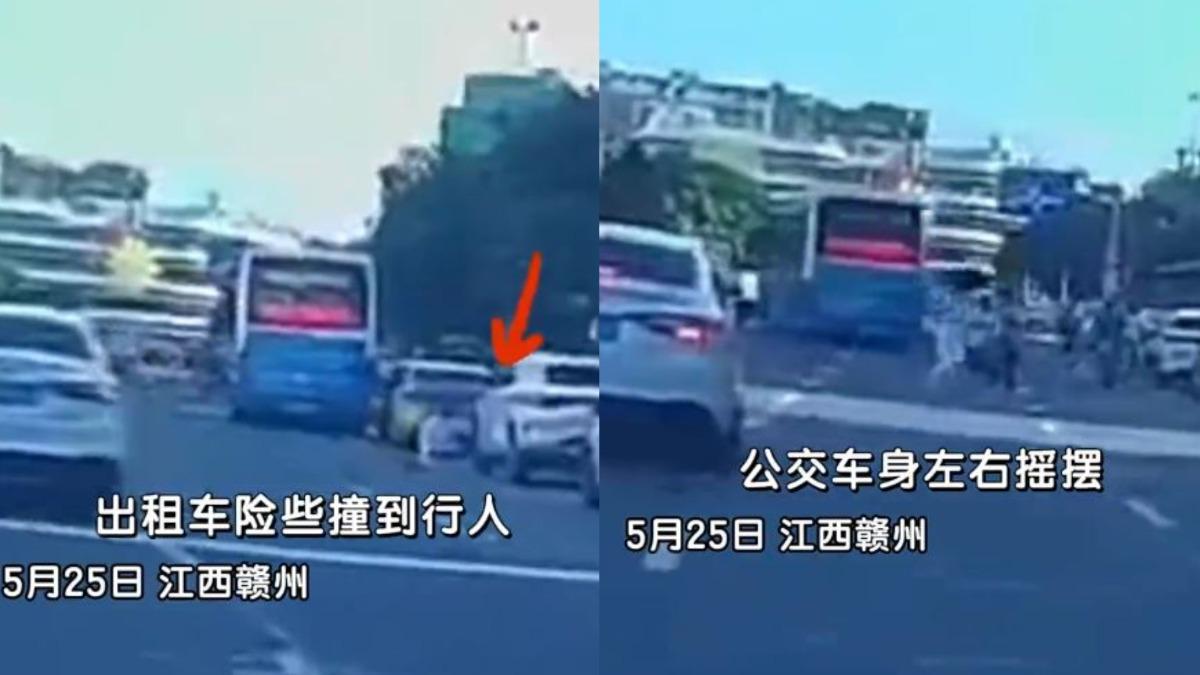 有目擊民眾表示,公車在墜落前就已詭異蛇行,多次差點撞上路人與車輛。(圖/翻攝自微博)