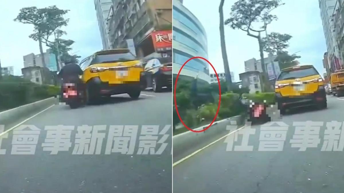 新北重機遇鬼切小黃 遭側撞噴飛「摔對向車道險遭輾」