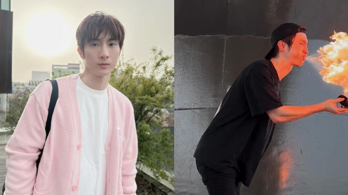 41歲男星練火舞失誤!火焰近逼臉部「燒眉毛」 13秒驚險畫面曝