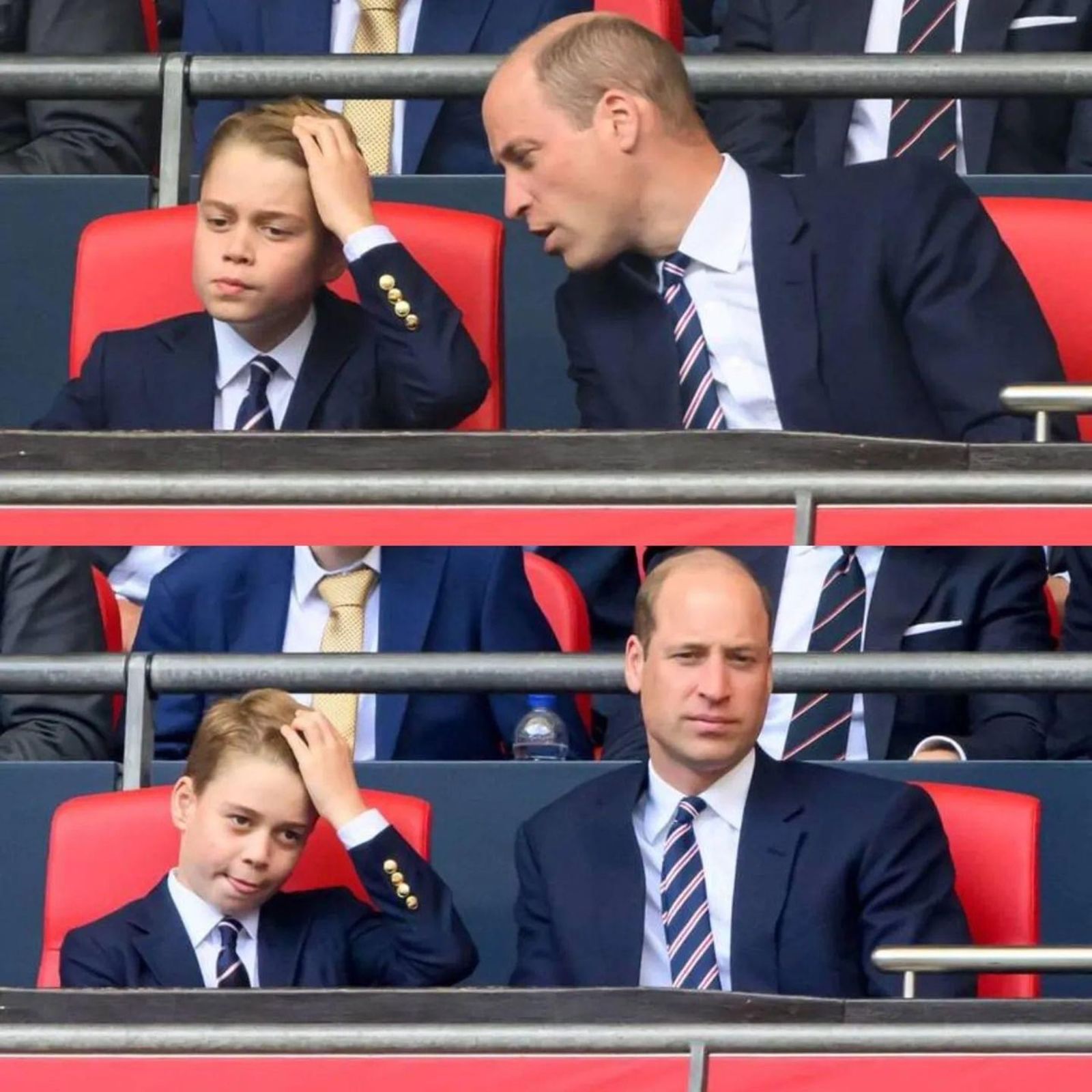 喬治王子撥頭髮的舉動很像小大人。(翻攝katemiddletonprincessofwales IG)