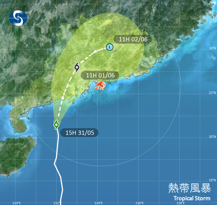 颱風馬力斯預計明日登陸中國。（圖／翻攝自香港天文台）