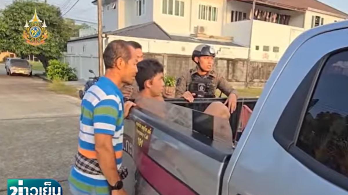 孫安佐(中)被泰國警方逮捕。(圖/翻攝自THAIRATH TV Originals YouTube)