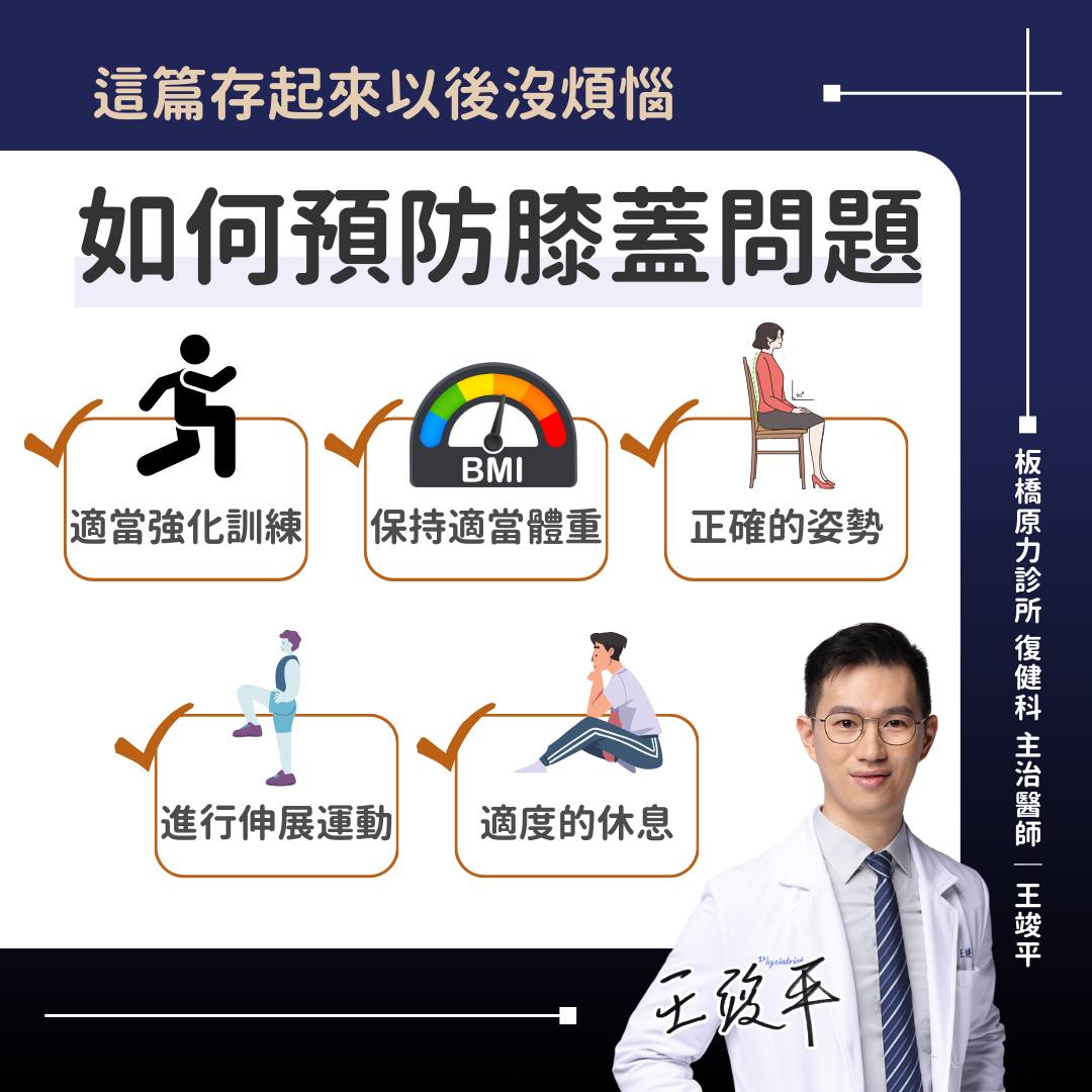 5招預防膝蓋問題。(圖/翻攝自復健科王竣平醫師 板橋 骨科復健 疼痛控制 臉書)