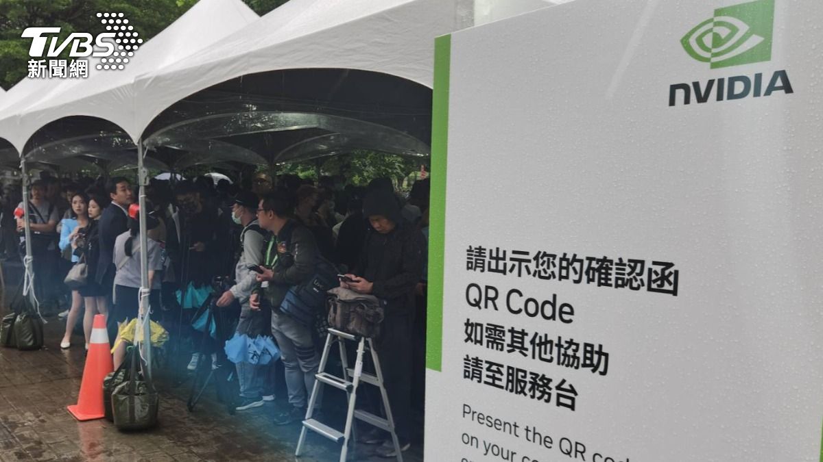 黃仁勳今(2)日晚間7點將在台大體育館搶先發表主題演講。(圖/ 粘佑誠攝)