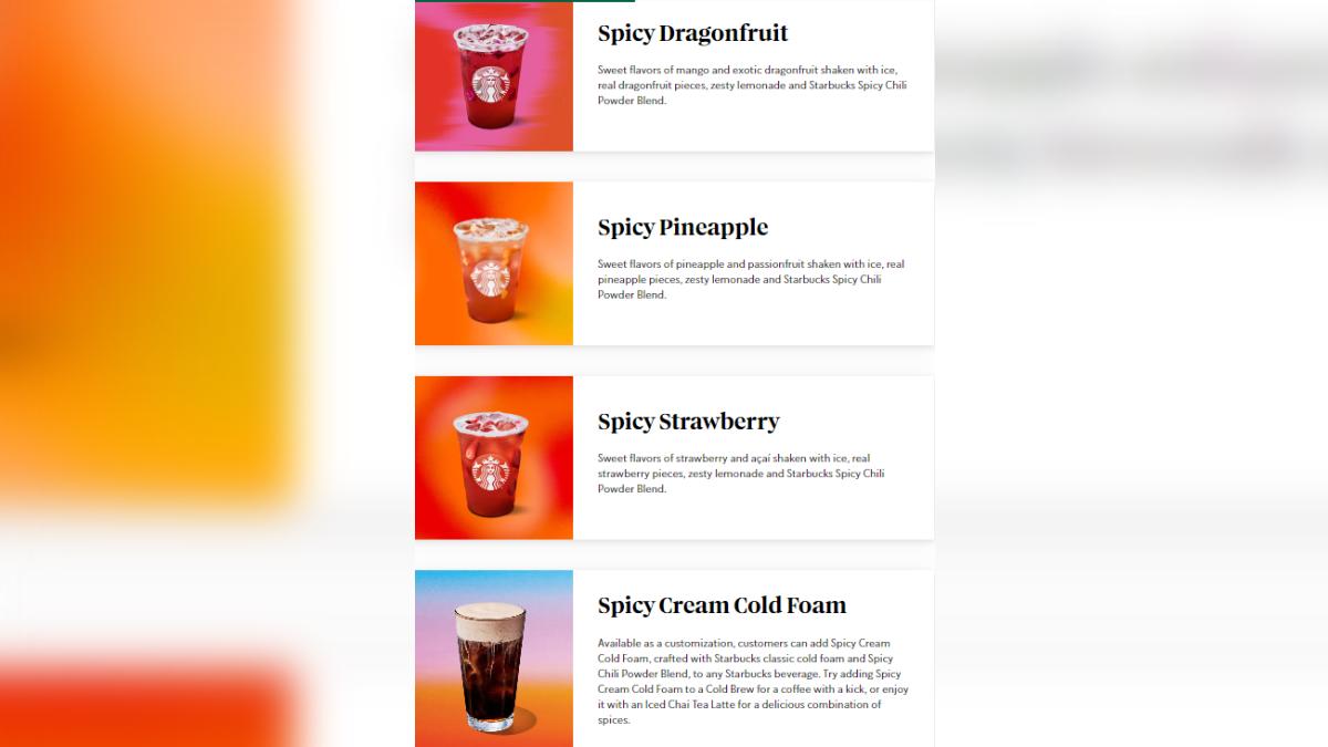 星巴克限時甜辣飲品。(圖/翻攝自 Starbucks)