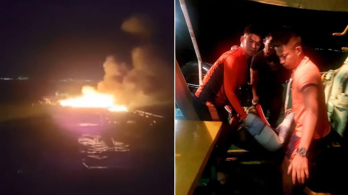 有片/菲律賓驚傳漁船爆炸 船身「起火狂燒」釀至少6死
