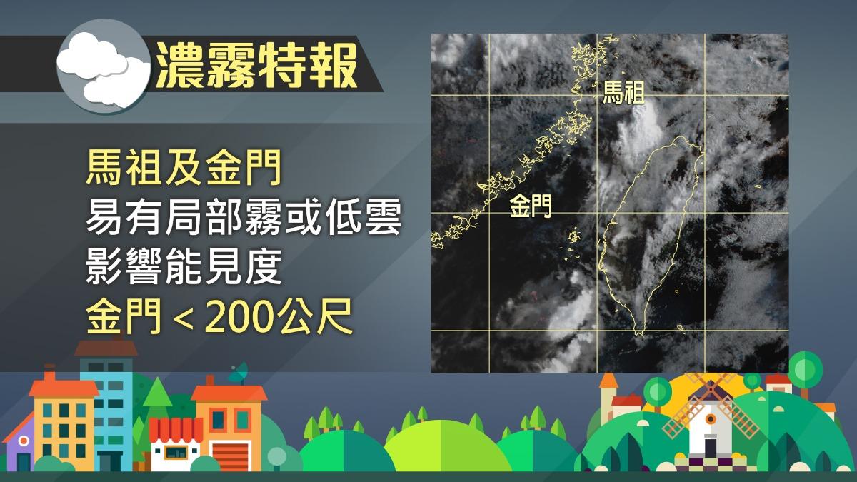 氣象署針對金門、馬祖地區發布濃霧特報。(圖/TVBS)