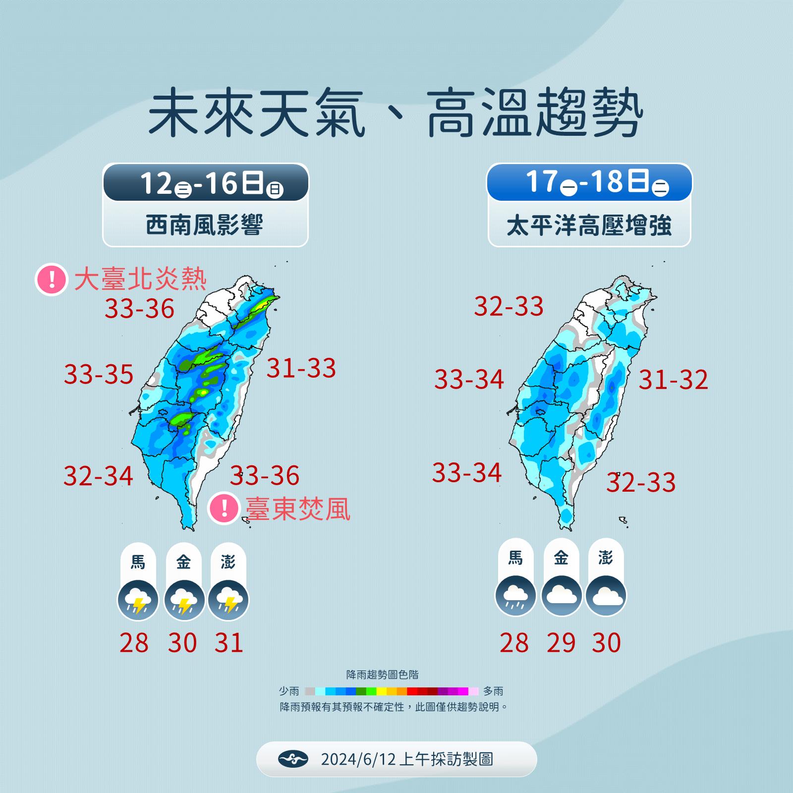 未來一週降雨趨勢。（圖／中央氣象署）