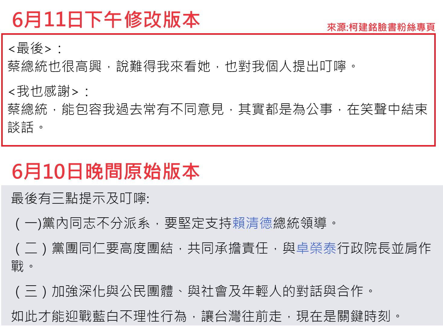 柯建銘被抓包修改文章。(圖/翻攝自黃揚明臉書)