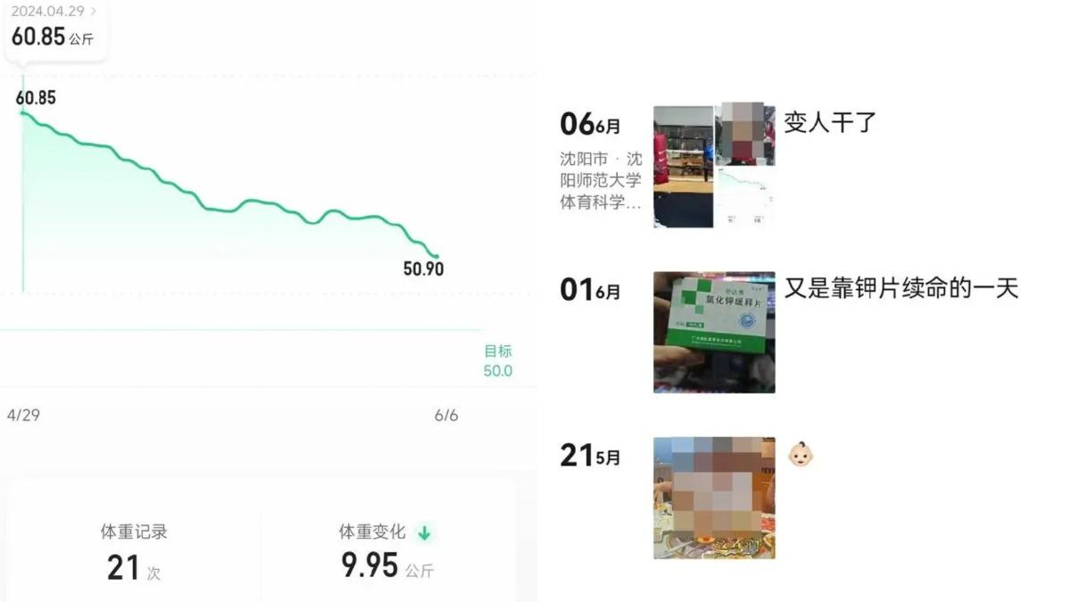 小許在短短39天內瘦了10公斤，無奈形容自己「變人乾」。（圖／翻攝自微博）