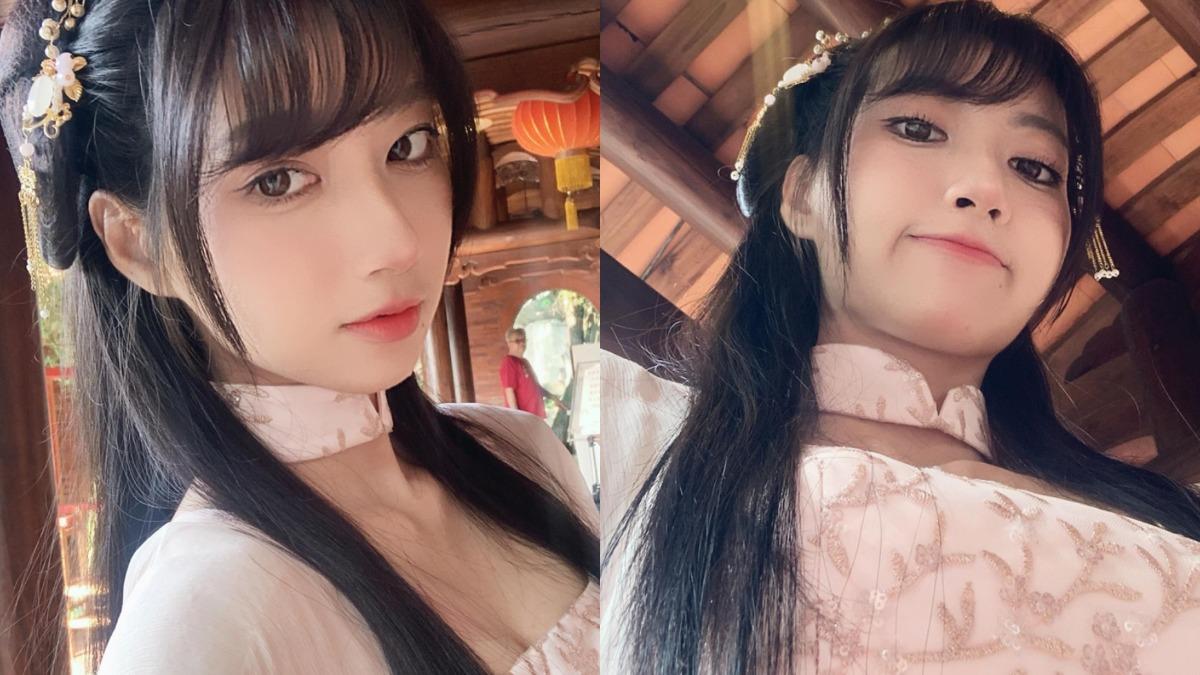 一粒古裝照超仙!「死亡角度」自拍鎖骨全露 網看呆:好可愛