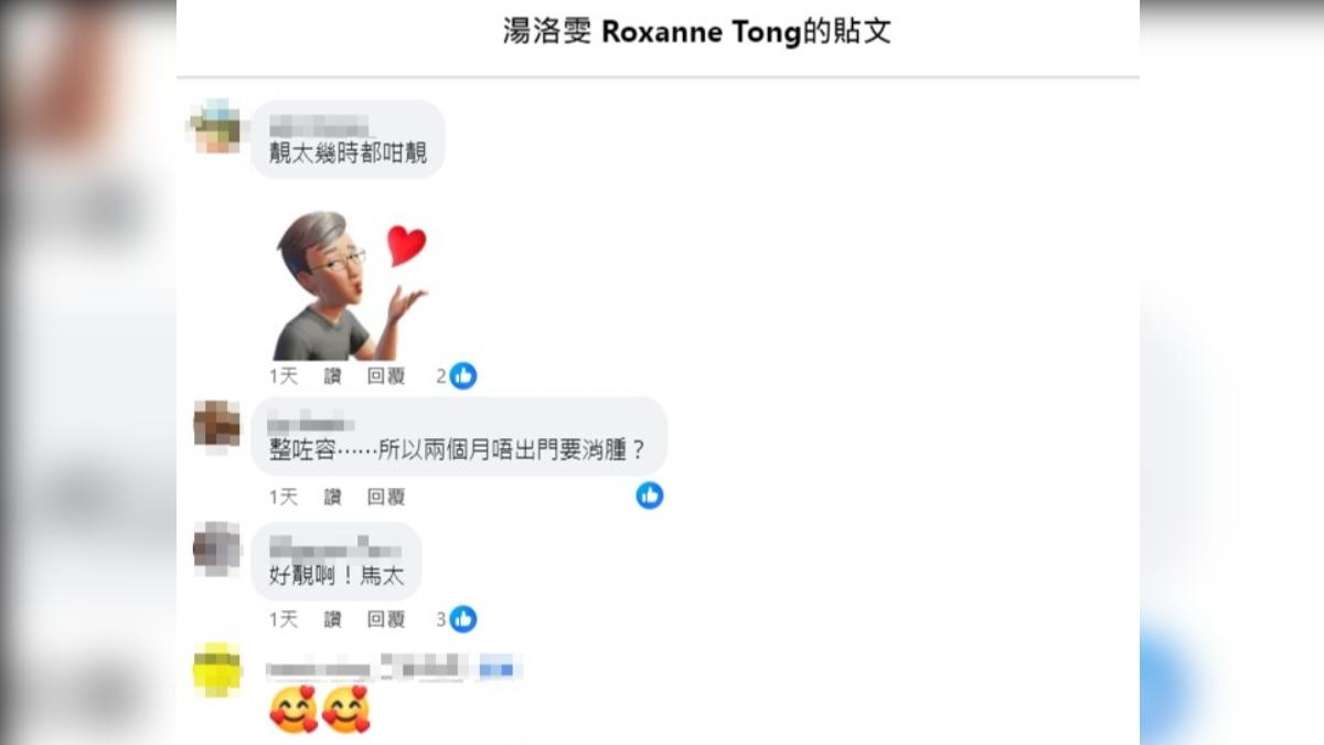 網友質疑湯洛雯整形。（圖／翻攝自湯洛雯 Roxanne Tong臉書）
