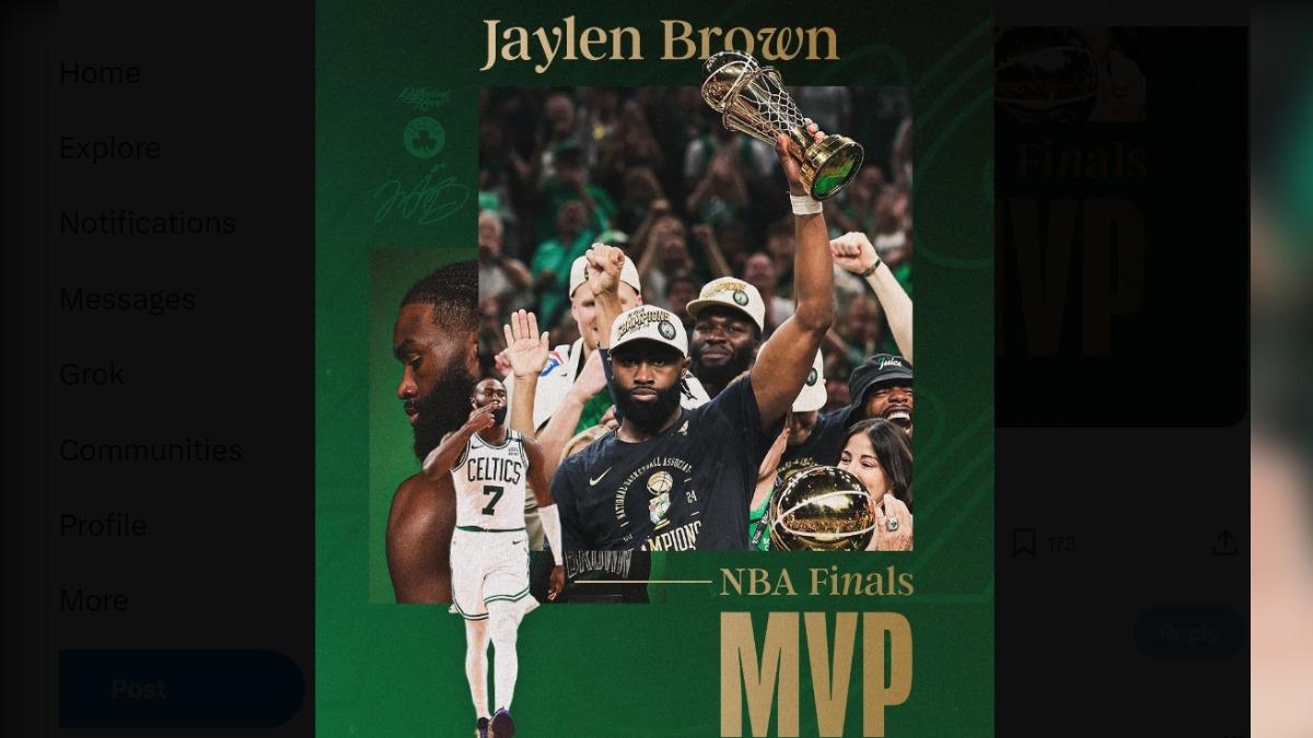 NBA總冠軍/塞爾提克布朗奪FMVP 狂讚塔特姆要與他分享