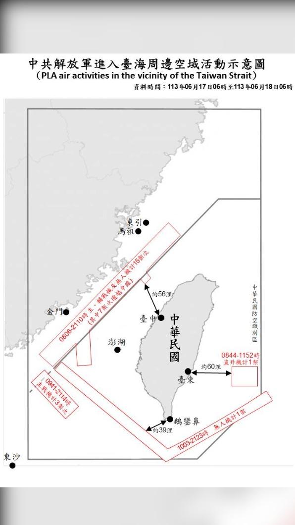 解放軍進入台海周邊示意圖。(圖/國防部)