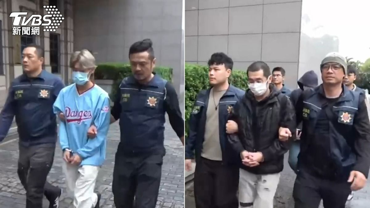 香港黑幫「和安樂」成員劉男(左)與台灣販毒集團成員被移送法辦。(圖/TVBS)
