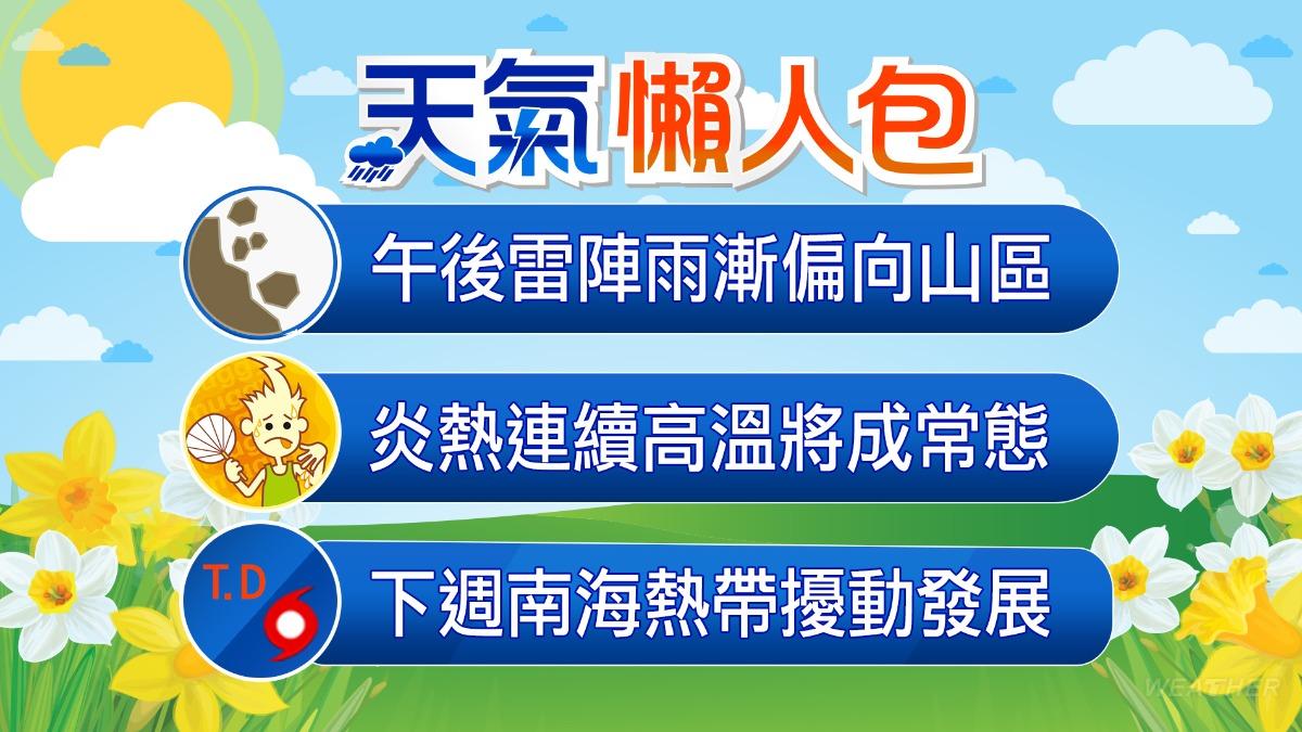 今高溫炎熱午後防雷陣雨襲。（圖／TVBS）