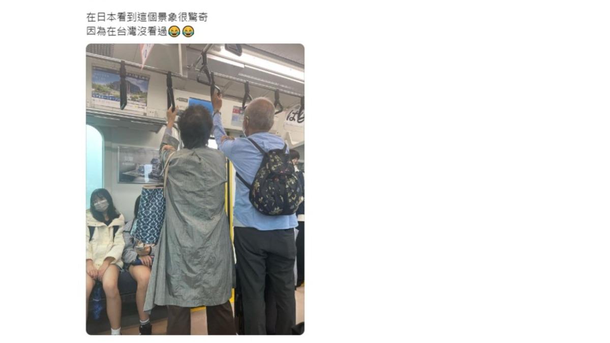 原PO分享在日本地鐵上看到的景象。(圖/翻攝自Threads)