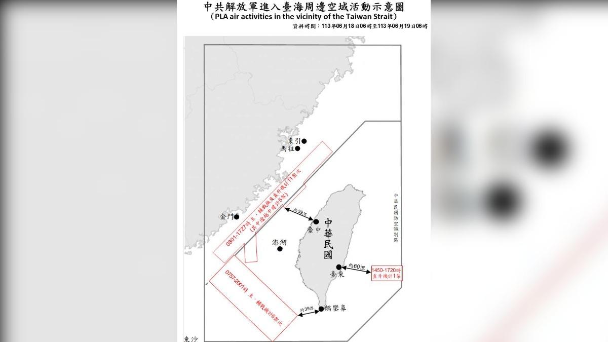 共機18 19日擾台。(圖/國防部)