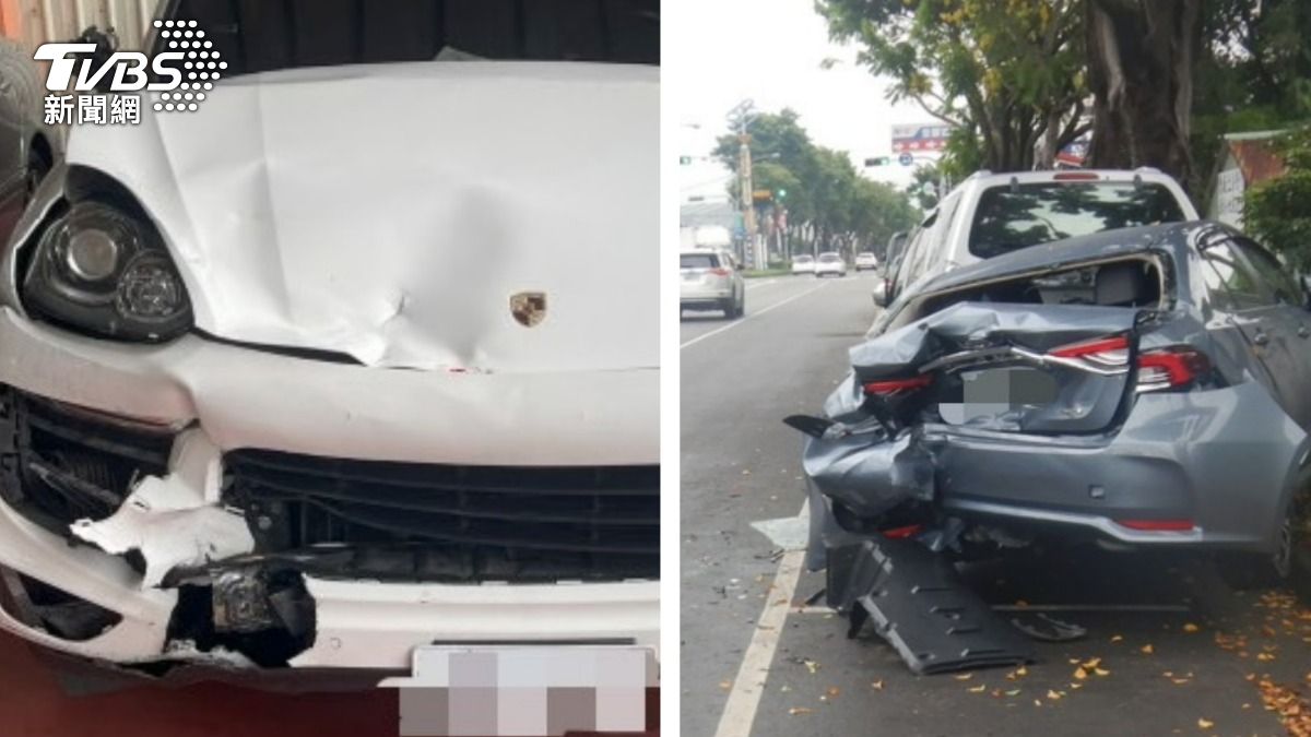 慘不忍睹!保時捷駕駛吃藥衝回家 轎車挨撞「屁股都沒了」