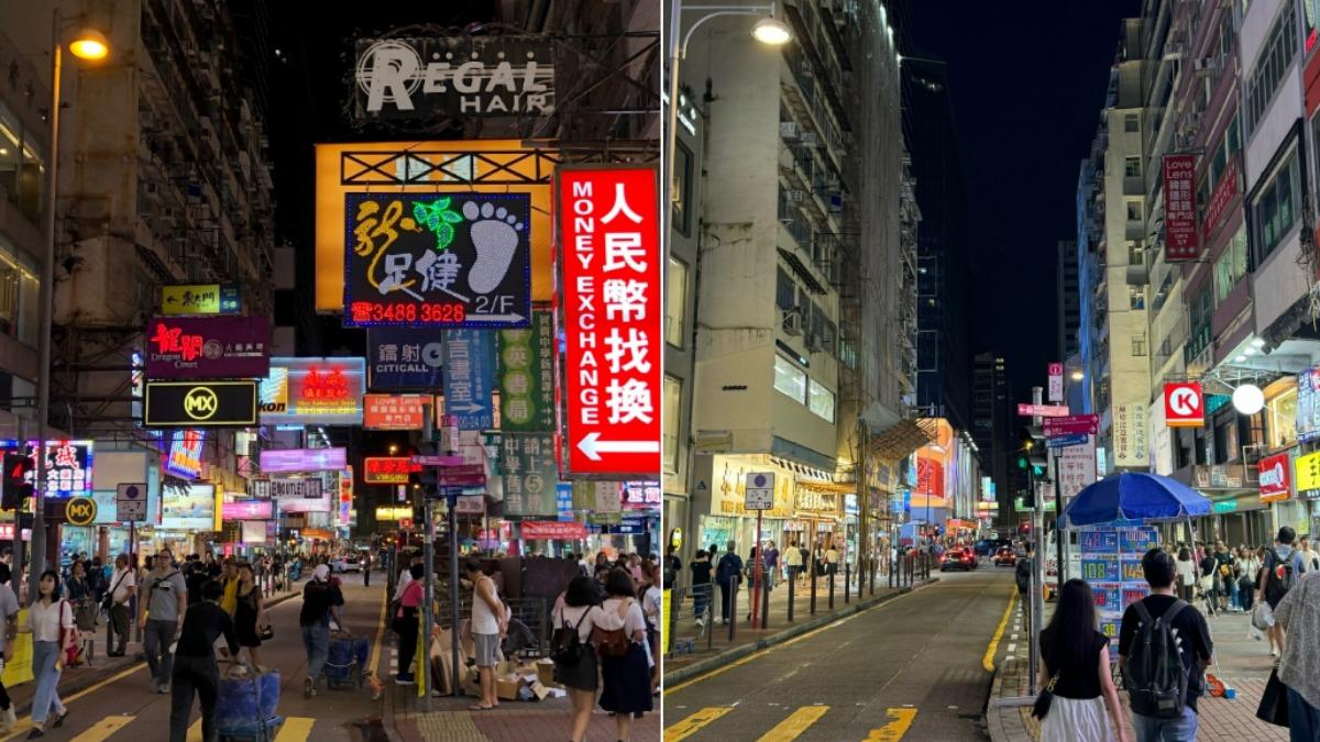 日本網友拍下香港同一條街道前後5年的對比。(圖/翻攝自X)