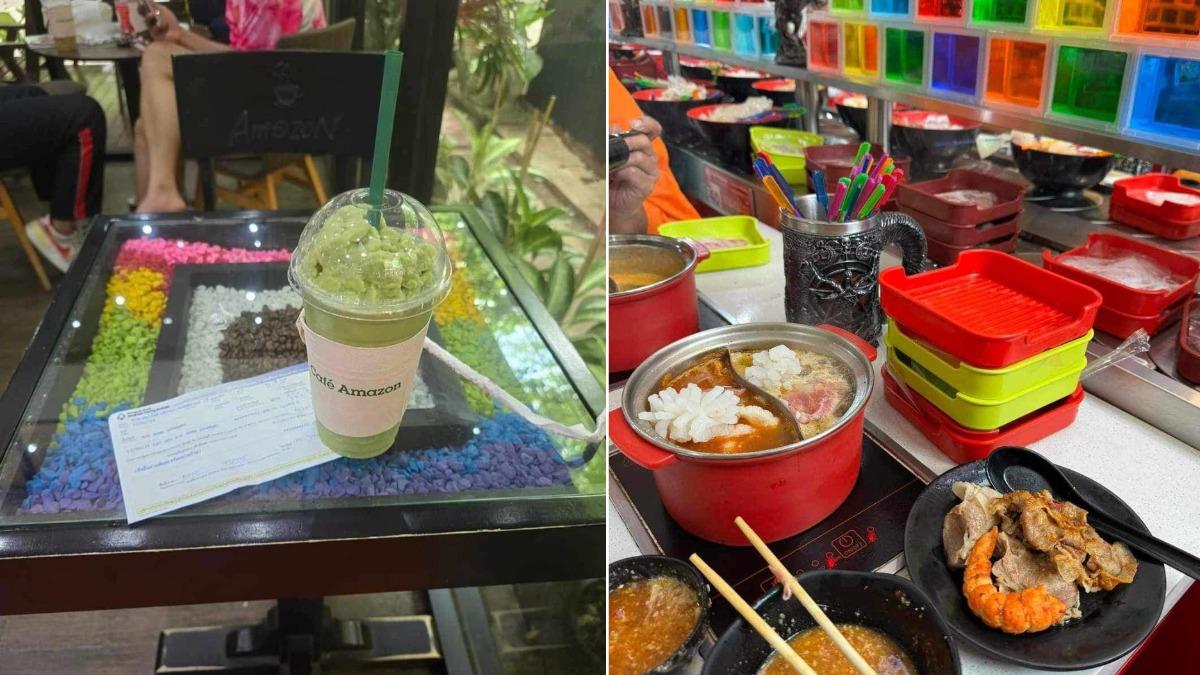 僧侶在高級火鍋店用餐、坐在網美咖啡廳的照片。（圖／翻攝自Facebook@อีซ้อขยี้ข่าว3）