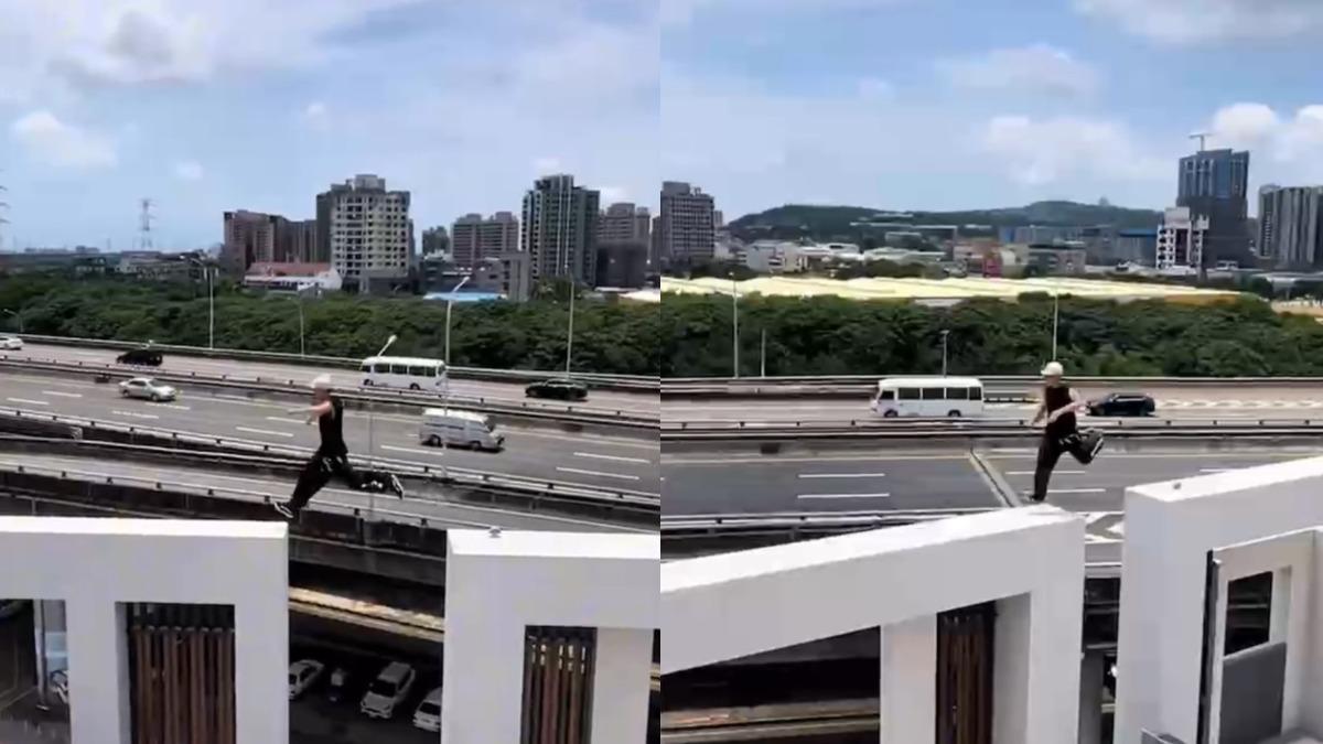 有片/台中跑酷男潛6樓「衝刺三連跳」 網怒:別害房子變凶宅