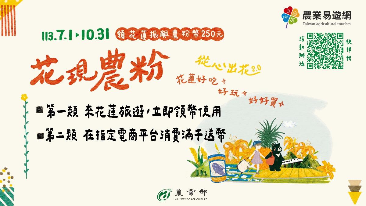 振興花蓮「農粉幣」7月上路!每張250元 領取2管道曝光