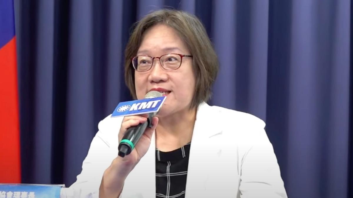 沈采穎今(27)日出席記者會。(圖/翻攝自中國國民黨KMTYouTube)