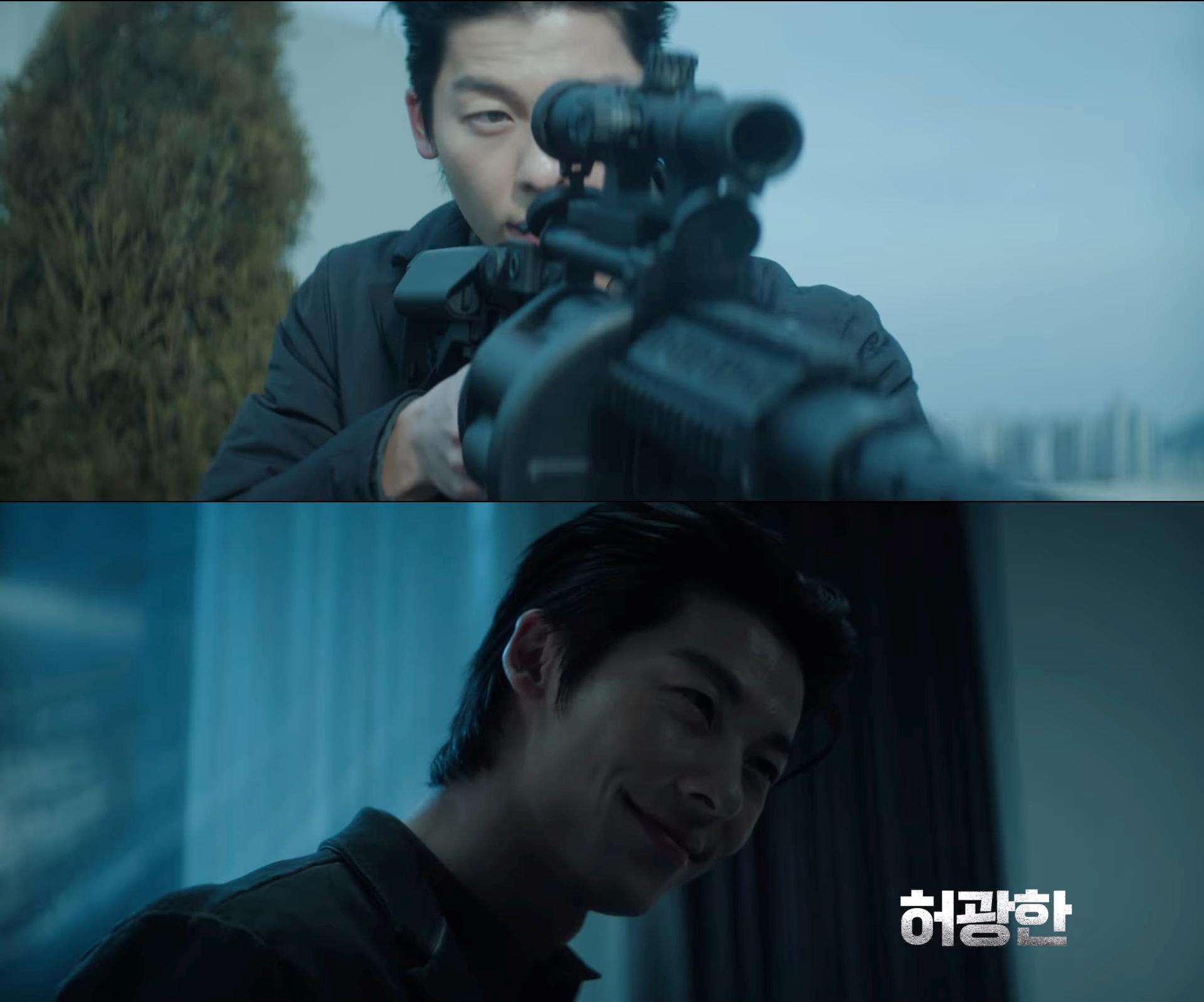 許光漢飾演殺手,拿槍跟邪魅一笑都迷倒韓國粉絲。(圖/翻攝自모바일tv YouTube)
